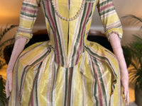 Striped silk 18th‑century dress with matching petticoat, robe à l’anglaise