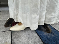 White Goatskin Wedding Shoes — 19th‑century footwear, strap fastening with white button
