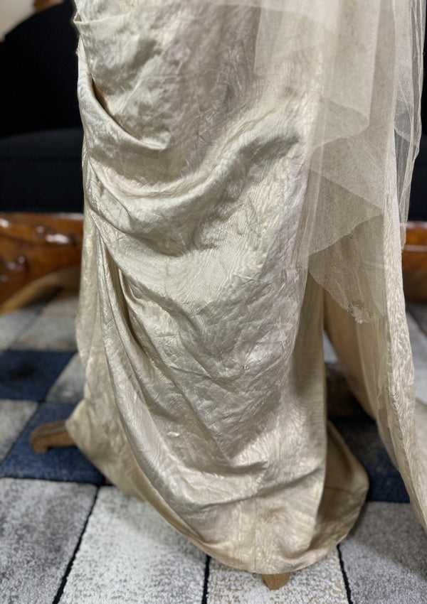 Antikes silbernes Lamé-Abendkleid aus der Titanic-Ära, ca. 1912