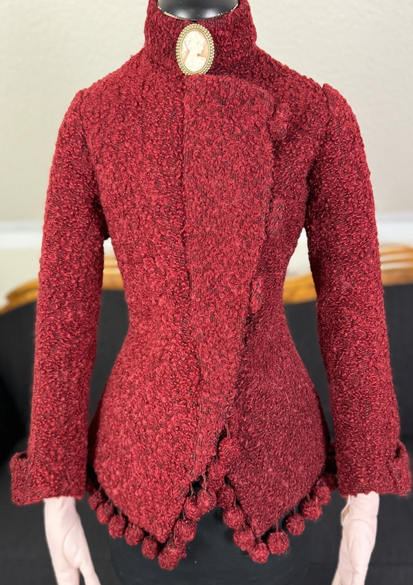 Viktorianische rote Wolljacke, ca. 1888