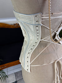 Vintage Cream Silk Corset, English Manufactory, 18th‑Century Style