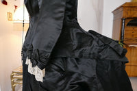 EMILE PINGAT Antikes viktorianisches Tournürenkleid, Paris, ca. 1882