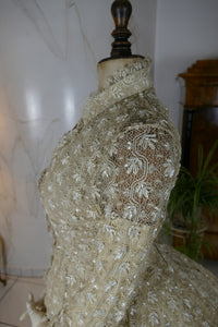 Antikes besticktes Spitzen-Bustle-Überkleid, 1880er Jahre