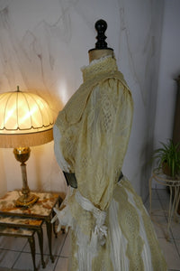 Antikes edwardianisches Kleid von 1901 – MACHARET New York & Paris Zweiteiliges Ensemble aus Seide und Spitze