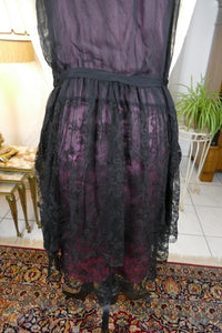 Antikes Partykleid der Goldenen Zwanziger, ca. 1925 – Seide & Chiffon-Lagen
