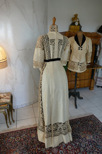 Antikes edwardianisches Leinen-Geh-Ensemble, ca. 1906 – Kleid & Jacke