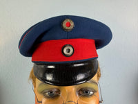 Rare Prussian officer’s dress cap by C. W. Borchert Berlin, red‑blue felt, gold crown