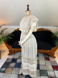 Antikes edwardianisches Teekleid aus Leinen, ca. 1906