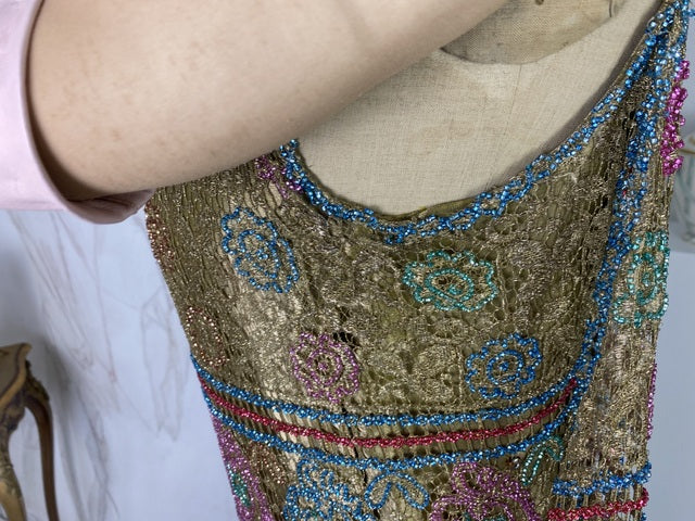 Antikes, besticktes Lamé-Abendkleid, Amerika, ca. 1926