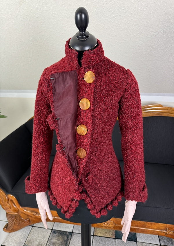 Viktorianische rote Wolljacke, ca. 1888