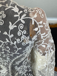 Edwardian white embroidered tulle jacket, ca. 1906, England.