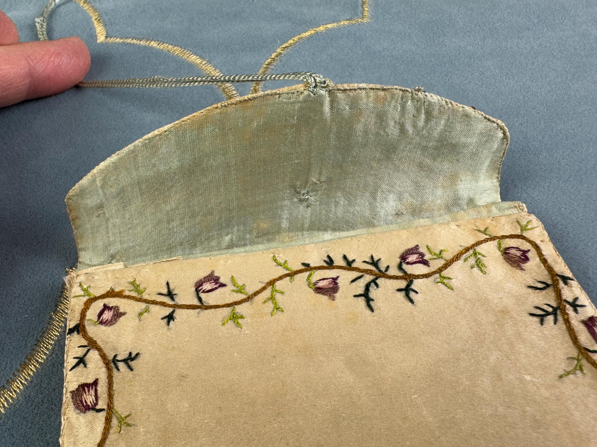 Antike Rokoko-Geldbörse aus Seide, ca. 1780