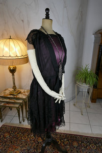 Antikes Partykleid der Goldenen Zwanziger, ca. 1925 – Seide & Chiffon-Lagen
