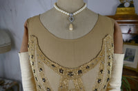 Golden yellow embroidered flapper dress, early 1920s