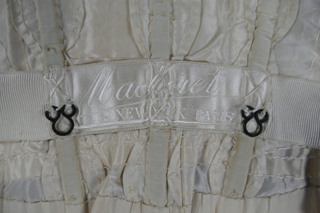 Antique two‑piece Edwardian dress, ca. 1901, Macheret New York & Paris, silk crepe and lace