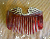 Antiker Kamm aus Kunstschildpatt und Strass, ca. 1905