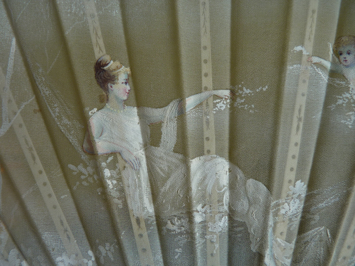 Faltfächer, Fliegender Putto, um 1900
