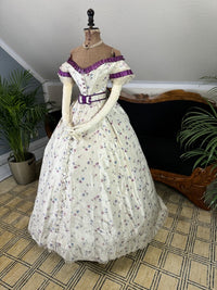 Antikes Seidenabendkleid mit Tagesoberteil, ca. 1864