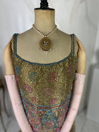 Embroidered lamé evening dress, America, ca. 1926