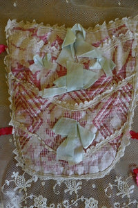 1840 German Biedermeier silk stomacher with decorative embroidery and structured front panel, antique dress accessory