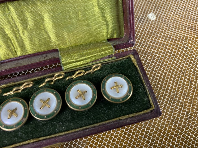 Emaillierte Herrenknöpfe, England, ca. 1902