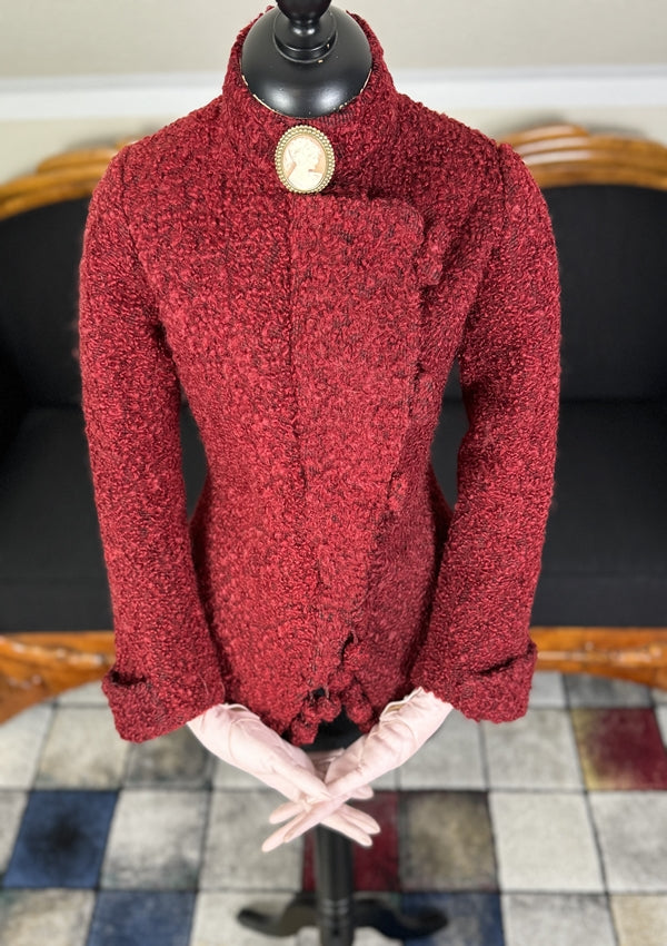 Viktorianische rote Wolljacke, ca. 1888