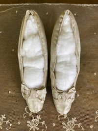 Antique Cream Satin Wedding Pumps, Spain, ca. 1880