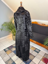 Edwardian ca. 1904 Langer schwarzer Mantel aus künstlichem Biberfell – Victor Tailoring Co., Chicago