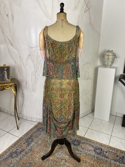 Antikes, besticktes Lamé-Abendkleid, Amerika, ca. 1926