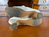 Antique 1882 silk wedding shoes with double bows by Julien Mayer Paris and Kate Rimer provenance