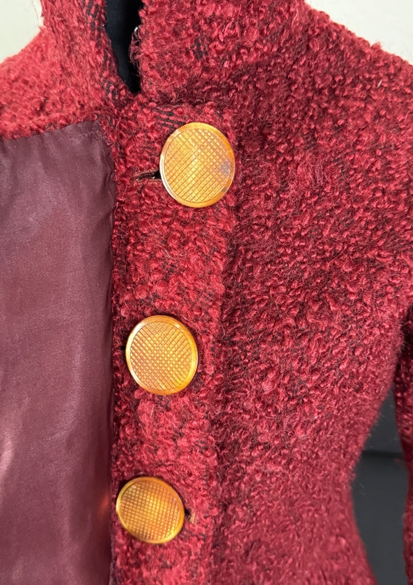 Viktorianische rote Wolljacke, ca. 1888