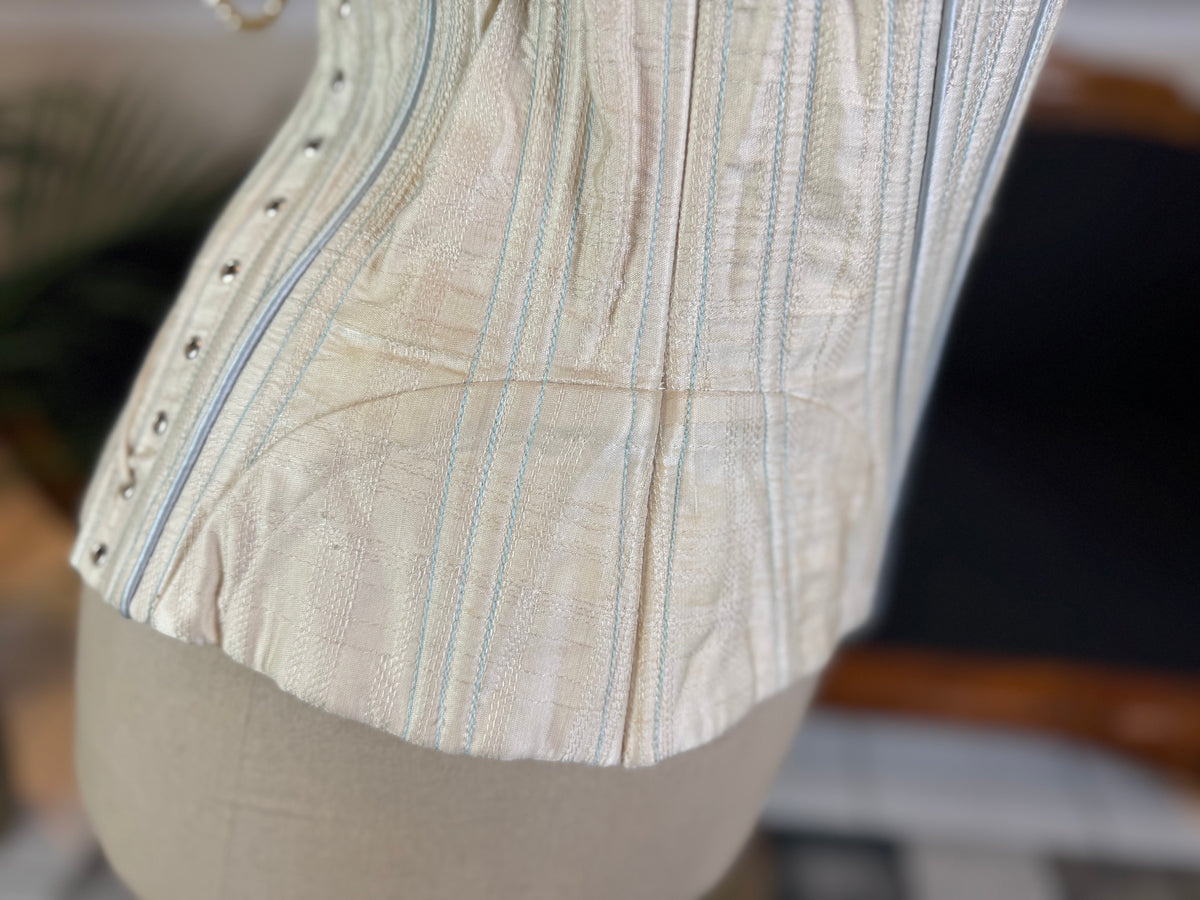 Vintage Cream Silk Corset, English Manufactory, 18th‑Century Style