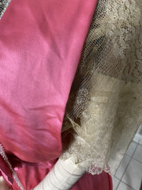 Rosa Satin-Abendkleid aus der Titanic-Ära, ca. 1912