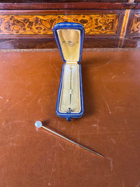 Gold Tie Pin with Pearl in Original Friedländer Berlin Case, Kaiser Wilhelm II.