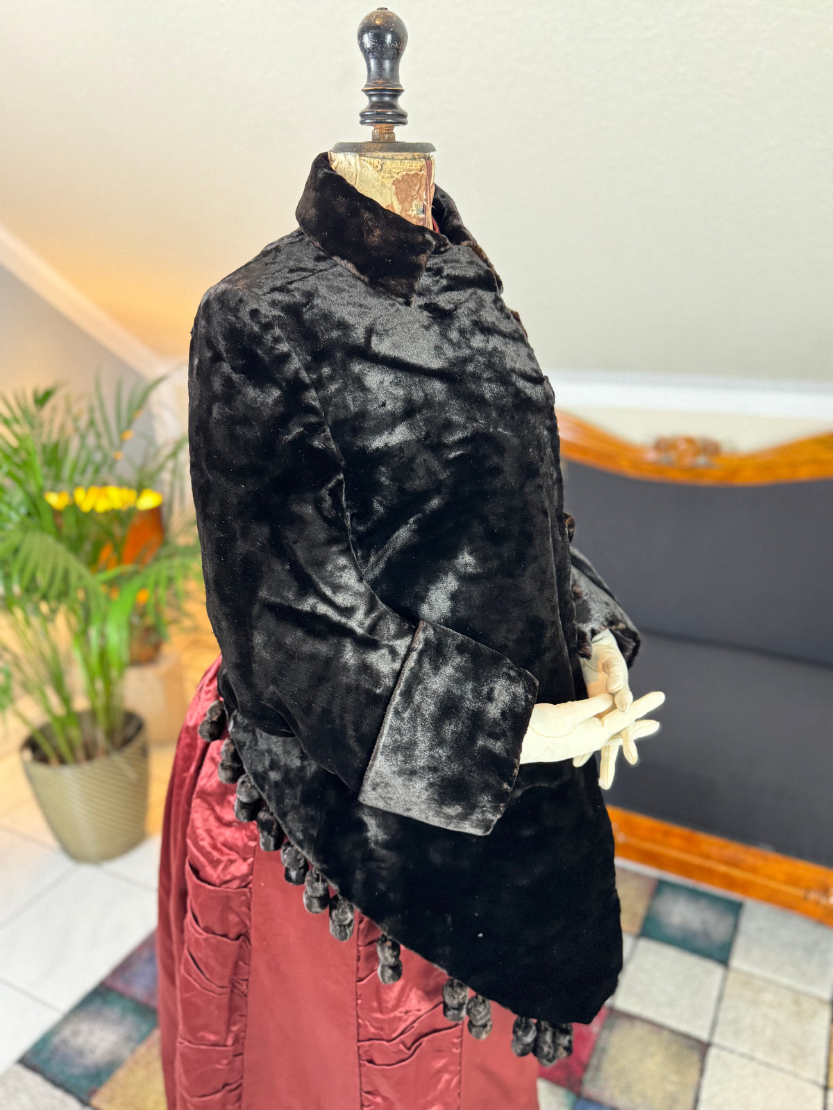 Antiker viktorianischer Dolman aus Samt, ca. 1880