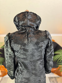 Edwardian ca. 1904 Langer schwarzer Mantel aus künstlichem Biberfell – Victor Tailoring Co., Chicago