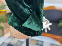 Seltene viktorianische Reitjacke, ca. 1878 – Grüner Samt, gestepptes Seidenfutter, historische Reitsportmode