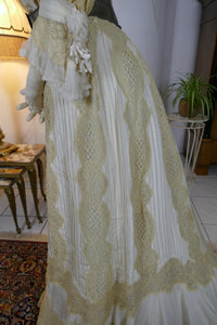 Antikes edwardianisches Kleid von 1901 – MACHARET New York & Paris Zweiteiliges Ensemble aus Seide und Spitze