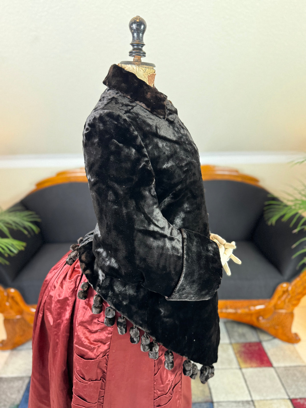 Antiker viktorianischer Dolman aus Samt, ca. 1880