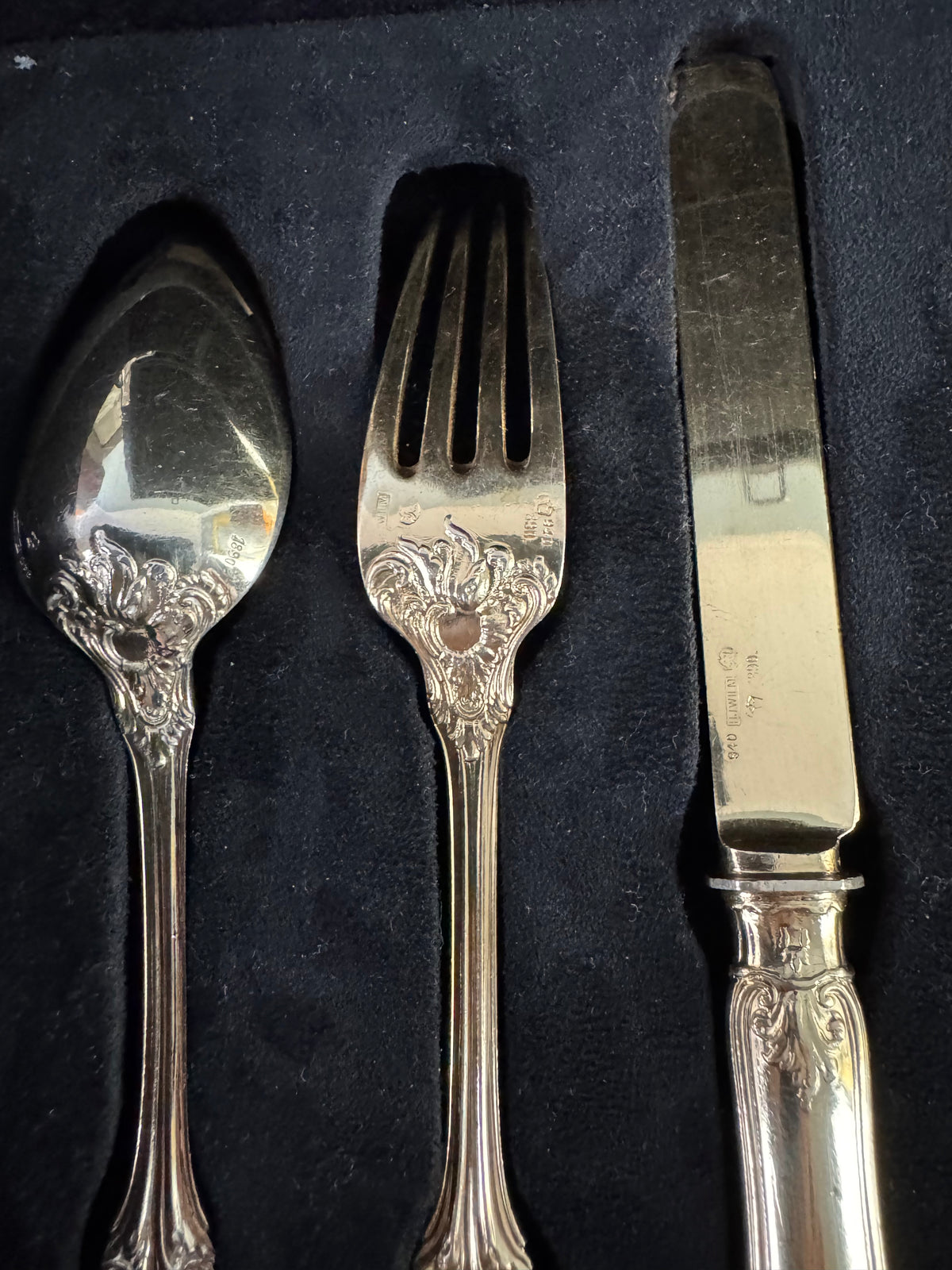 Couverts en argent doré, service Rococo, Empereur Guillaume II