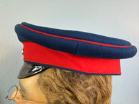Rare Prussian officer’s dress cap by C. W. Borchert Berlin, red‑blue felt, gold crown