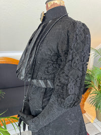 1904 black silk skirt and bodice set, very good condition