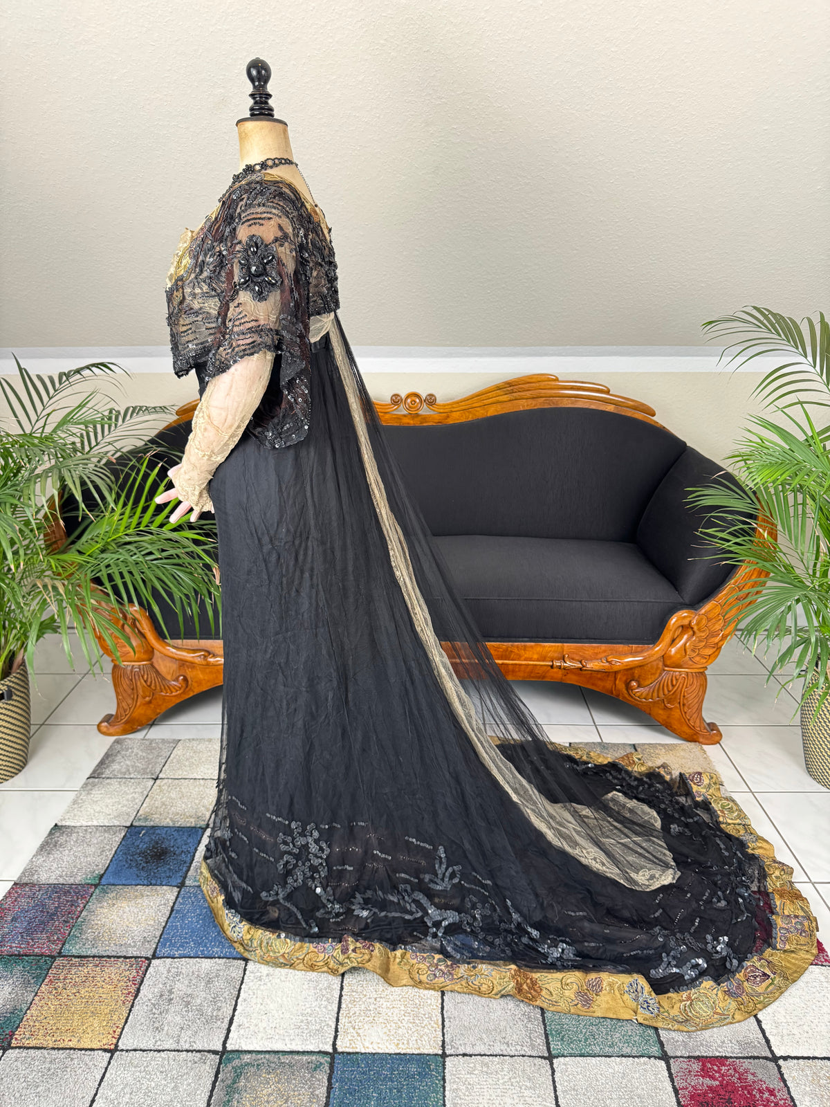 Antikes edwardianisches Abendkleid ca. 1906 – Seide, Spitze, Tüll & Brokat aus England