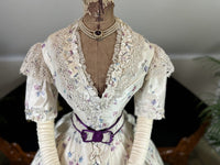 Antikes Seidenabendkleid mit Tagesoberteil, ca. 1864