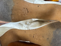 Antique 1882 silk wedding shoes with double bows by Julien Mayer Paris and Kate Rimer provenance