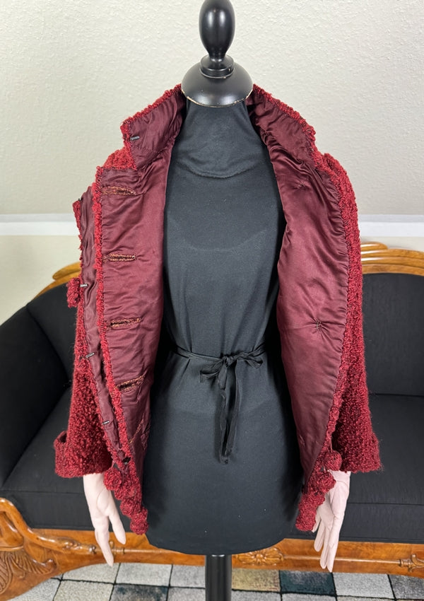 Viktorianische rote Wolljacke, ca. 1888