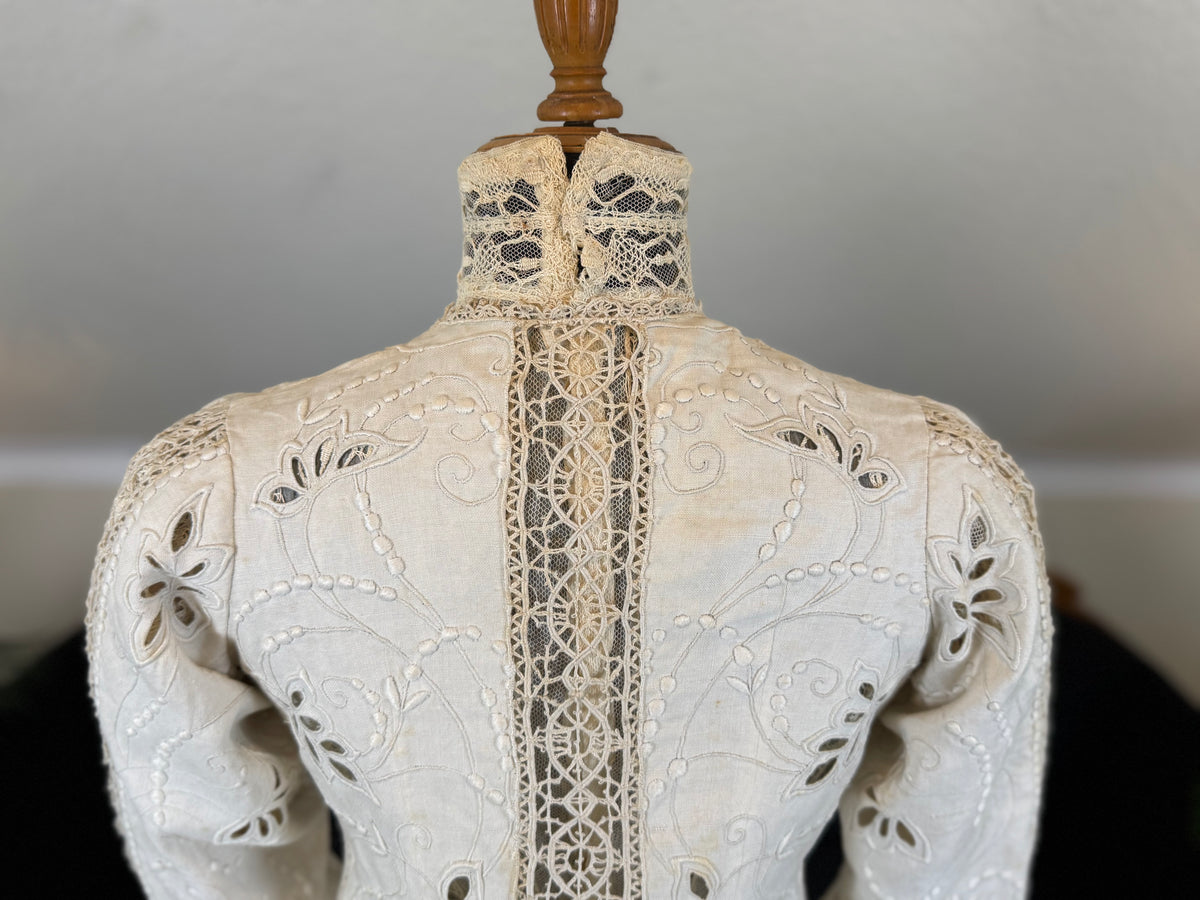 Antique Four‑Piece Edwardian Walking Dress ca. 1910 – Linen, Lace & Lady Gillman Provenance