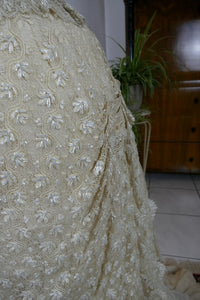 Antikes besticktes Spitzen-Bustle-Überkleid, 1880er Jahre