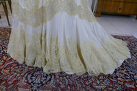 Antikes edwardianisches Kleid von 1901 – MACHARET New York & Paris Zweiteiliges Ensemble aus Seide und Spitze