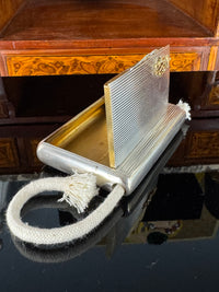 Silver cigarette case of Crown Prince Wilhelm of Prussia with crowned monogram, presentation pin and original caricature in bespoke casket.
